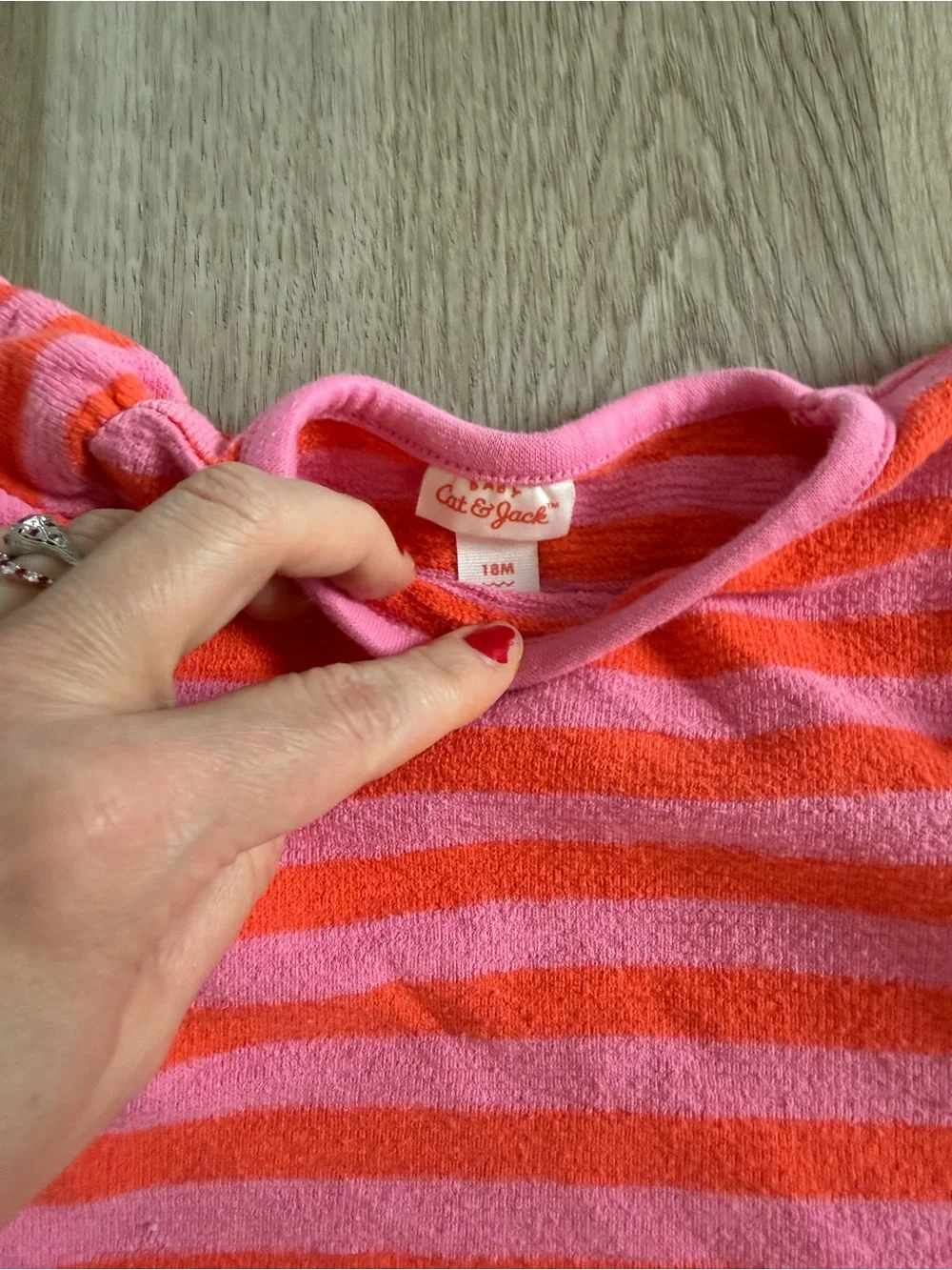 Cat & Jack Pink and Orange Striped Ruffle Sleeve Top & Shorts